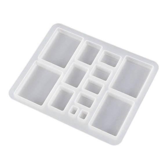 DIY Epoxy Resin Three-Dimensional Geometric Pendant Earring Silicone Mold, Spec: Rectangle