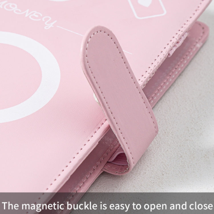 A5 100 Day Savings Challenge Envelope Budget Planner Binder Notebook Handbook, Color: Pattern Pink