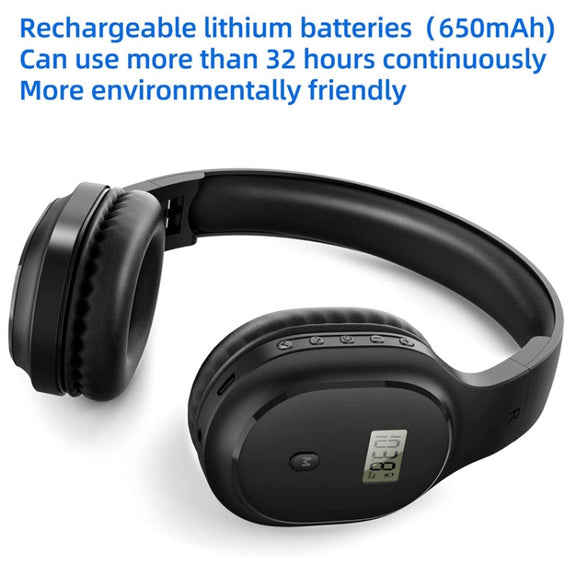 A8 Charging Version Portable Digital Display FM Headphone(White)