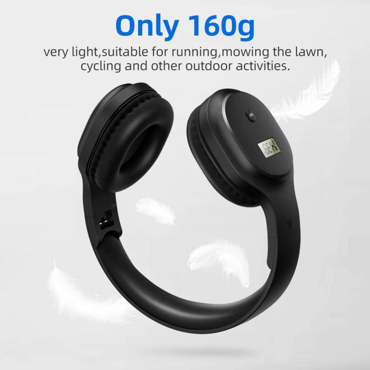 A8 Charging Version Portable Digital Display FM Headphone(White)