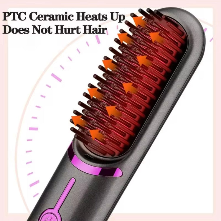 Wireless Hair Straightening Comb USB Charging Curling Iron(Gray)