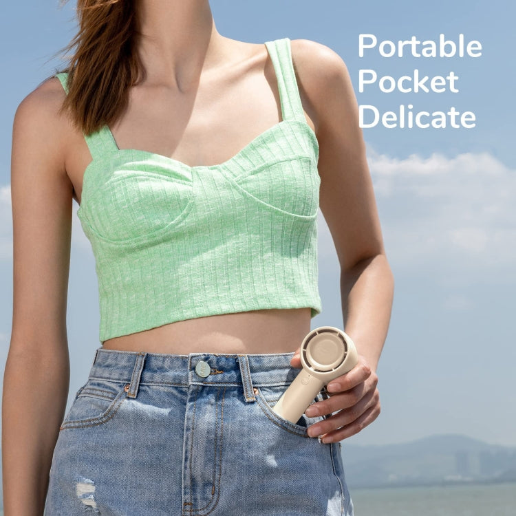 JisuLife FA42 Handheld Portable Small Rechargeable Turbo Fan, Color: Brown 4500mAh