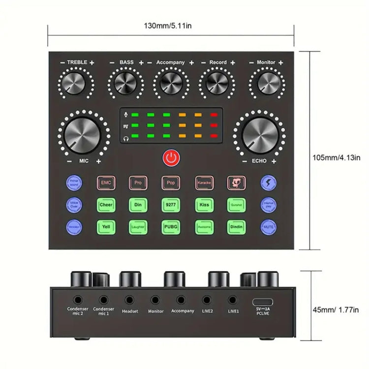 V8S Audio Mixer Live Voice Changer External Sound Card, Color: Black Cantilever Set