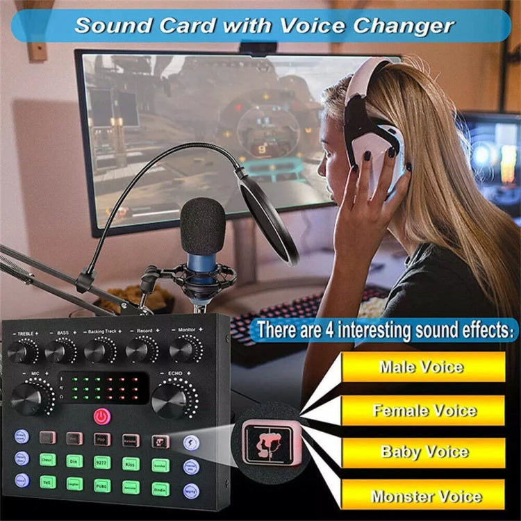 V8S Audio Mixer Live Voice Changer External Sound Card, Color: Black Cantilever Set