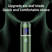 S-1090 IPX7 Water-resistant 8D Portable LED Digital Display Round Electric Shaver(Silver)