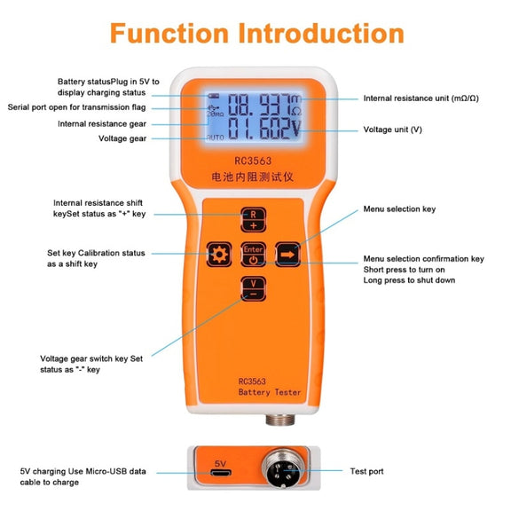 High-Precision Battery Voltage Internal Resistance Tester, Specifications: Host+Probe