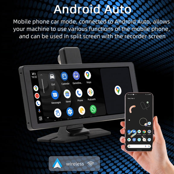 Car Bluetooth Portable DVR Monitor Support Carplay/Android Auto, Specifications: Display+ Camera