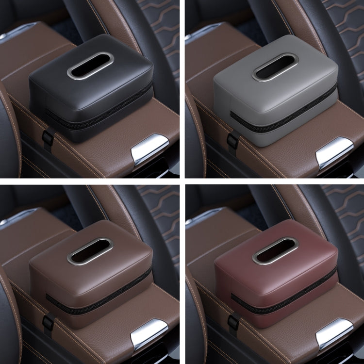 Car Seat Armrest Tissue Box Sun Visor Seat Back Hanging Paper Bag(Gray)