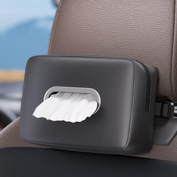 Car Seat Armrest Tissue Box Sun Visor Seat Back Hanging Paper Bag(Gray)