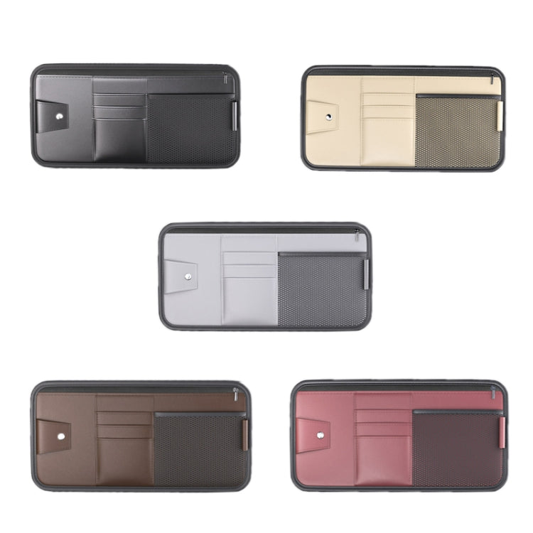 Car Sun Visor Card Glasses Holder Zipper Storage Bag(Gray)