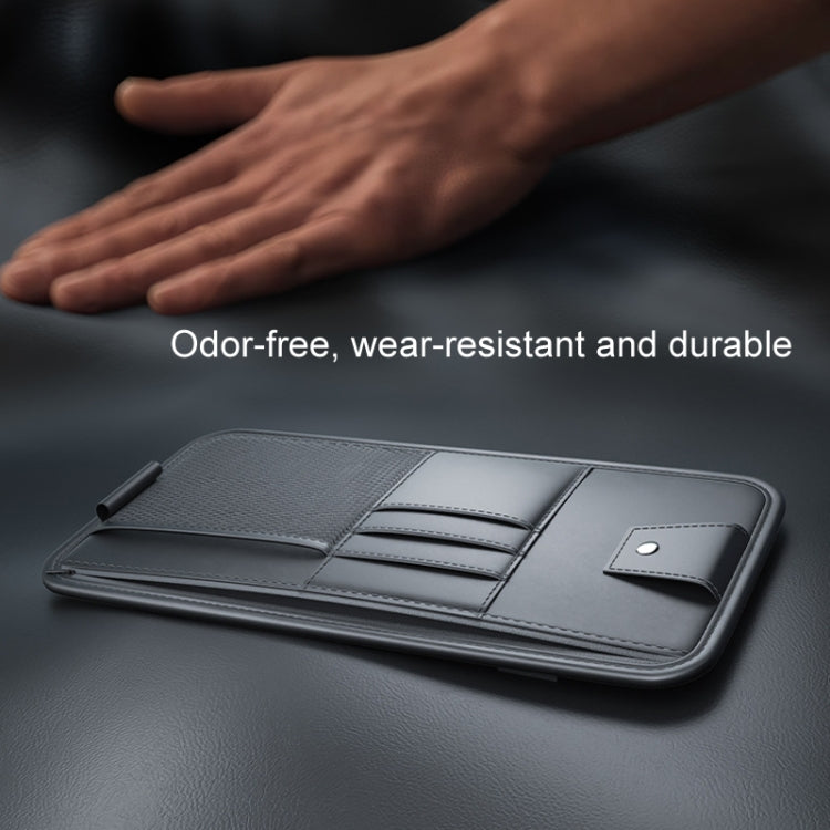 Car Sun Visor Card Glasses Holder Zipper Storage Bag(Brown)