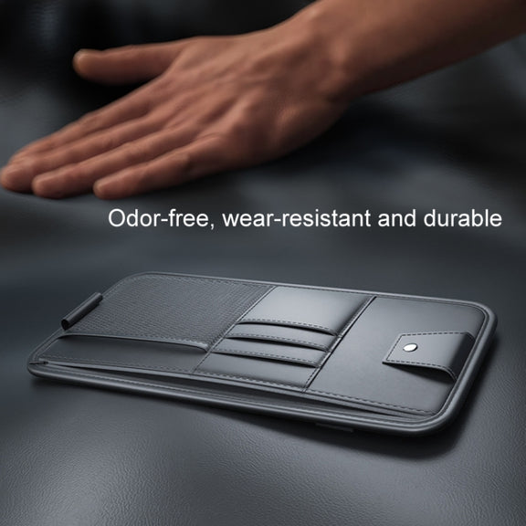 Car Sun Visor Card Glasses Holder Zipper Storage Bag(Gray)