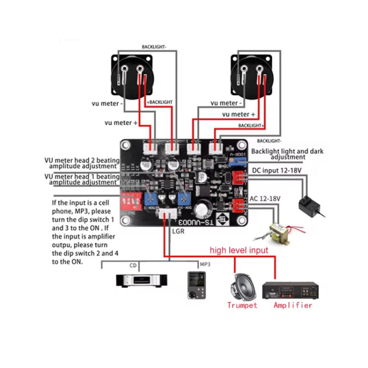 VU Meter Driver Board Module Adjusts Power Amplifier(TS-VU003)
