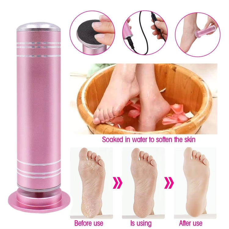 Electric Foot Grinder Calluses Dead Skin Remover With 60pcs Replaceable Sandpaper Discs EU Plug(Pink)