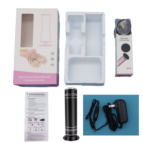 Electric Foot Grinder Calluses Dead Skin Remover With 60pcs Replaceable Sandpaper Discs EU Plug(Pink)
