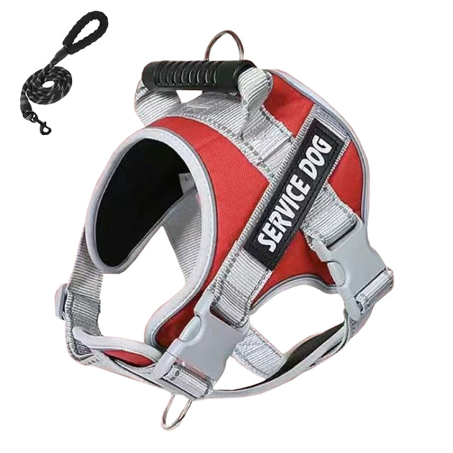 Large Dog Explosion Proof Punch Chest Harness Dog Travelling Leash, Style: Red+2m Round Rope(L)