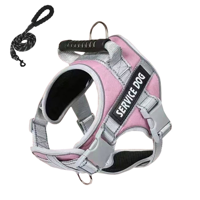 Large Dog Explosion Proof Punch Chest Harness Dog Travelling Leash, Style: Pink+2m Round Rope(M)