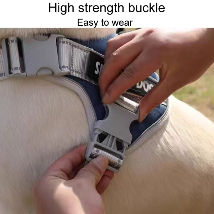 Large Dog Explosion Proof Punch Chest Harness Dog Travelling Leash, Style: Pink+1.5m Round Rope)(XL)