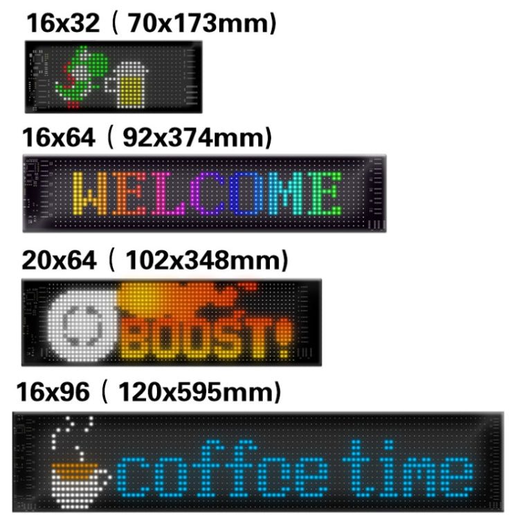 12x59.5cm（16 x 96 LEDs） Car Flexible Display Advertising Screen APP Bluetooth Smart Screen