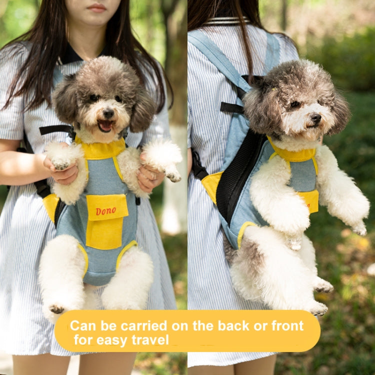 DONO Pet Four-legged Bag Outdoor Carrying Bag Breathable Backpack, Size: XXL(Blue Yellow)
