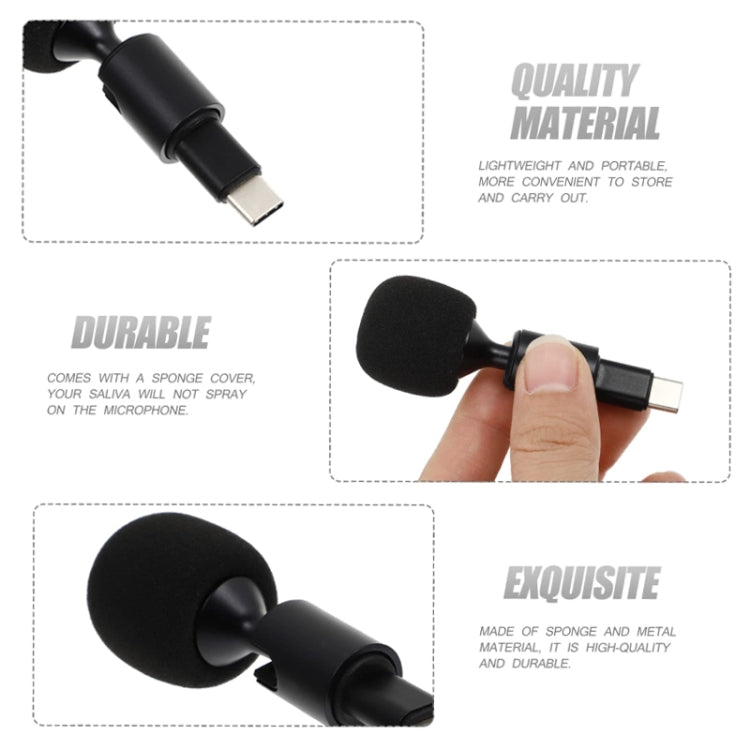 Mobile Phone Live Broadcast Microphone, Style: TYPE-C Straight Head Jerry Solution (Sponge Cover)
