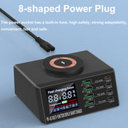 X9M 9-in-1 110W USB+PD Smart Multi-ports QI Magnetic Wireless Charger, Spec: White AU Plug