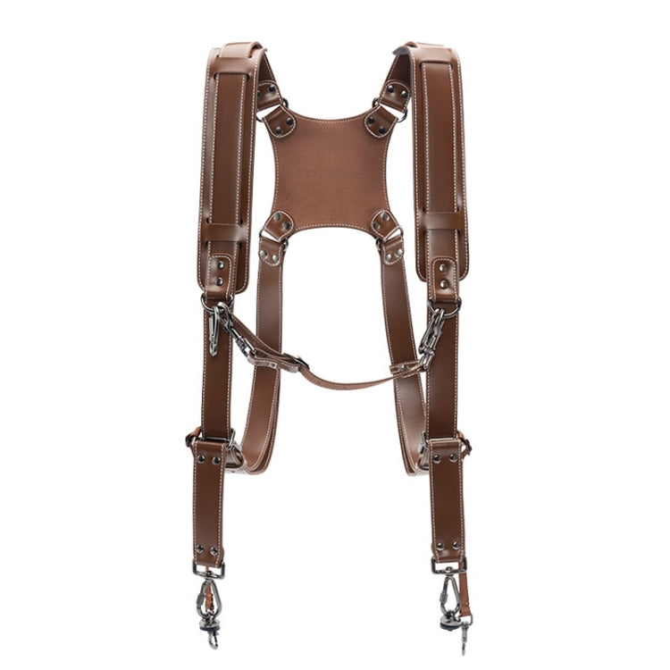 Cwatcun H90 Dual Camera Leather Strap Adjustable Multi-functional Convenient Camera Shoulder Strap, Color: 2.0 Brown