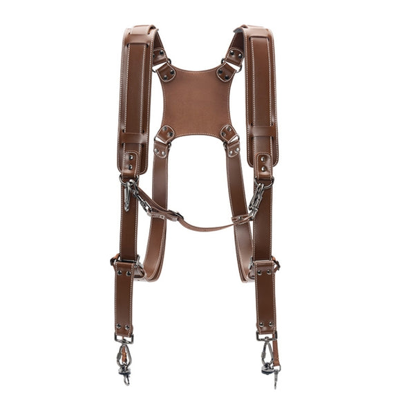 Cwatcun H90 Dual Camera Leather Strap Adjustable Multi-functional Convenient Camera Shoulder Strap, Color: 2.0 Brown