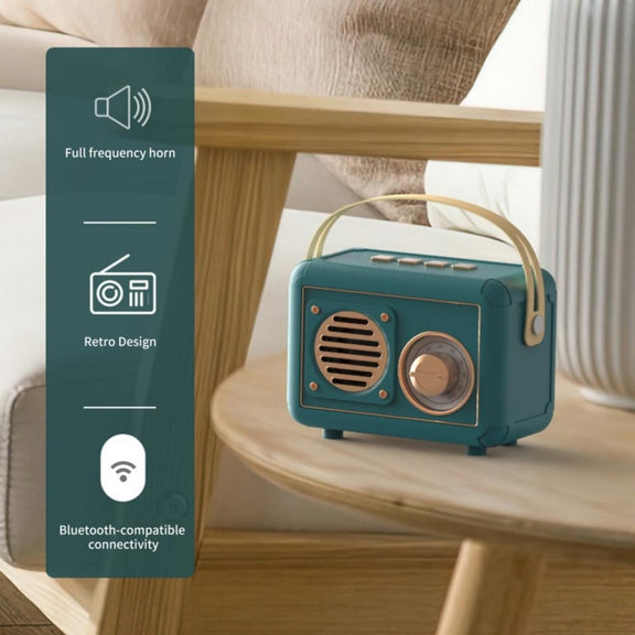FT-BT20 Mini Retro Card USB Flash Drive FM Radio Wireless Bluetooth Speaker(White)