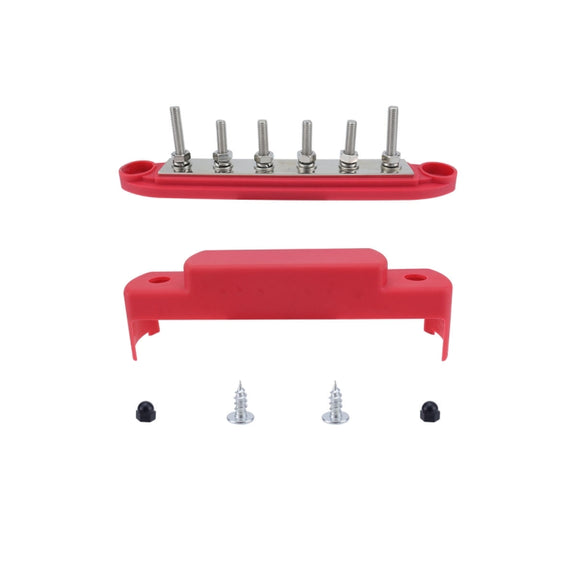 M6 RV Yacht High Current 6-column 250A Base Busbar, Color: Red