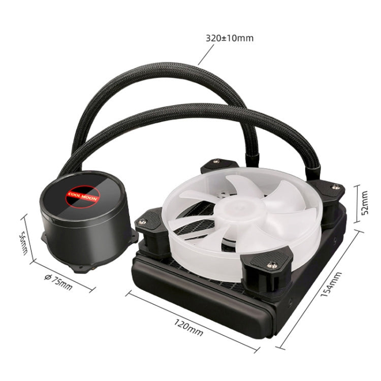 COOLMOON RGB120 5V ARGB Integrated Single Row Multi-Platform CPU Cooler(Black)