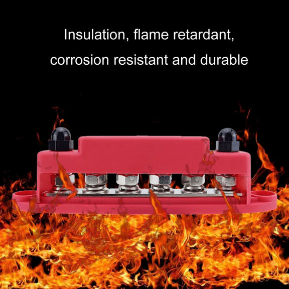 M8 Nylon Base RV Yacht Water-resistant Dustproof Cover 6-post Bus Bar, Color: Red+Black 1pair