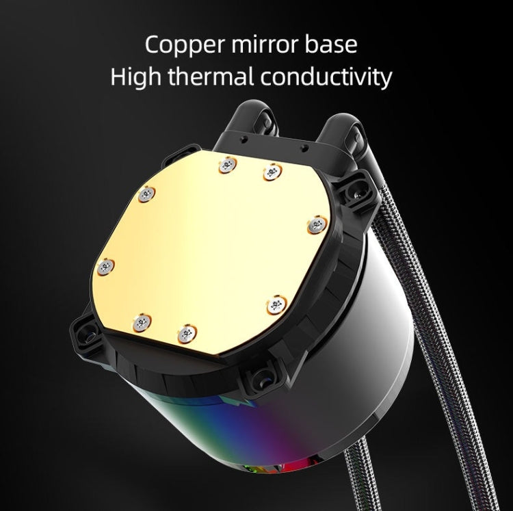 COOLMOON CM-YM-360T Computer ARGB Temperature Display Lens Multi-Platform Integrated CPU Cooler(Black)
