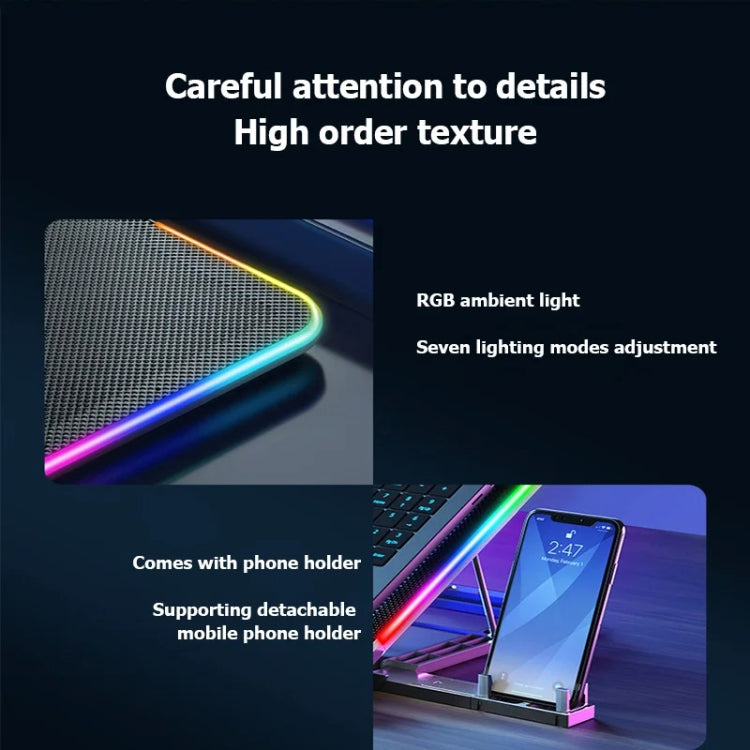 ICE COOREL A9R 6-fans Adjustable Laptop Stand Radiator with RGB Atmosphere Light(Black)