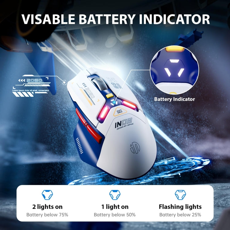Inphic IN9 Tri-mode Wireless Bluetooth Gaming Office Computer Mouse(White)
