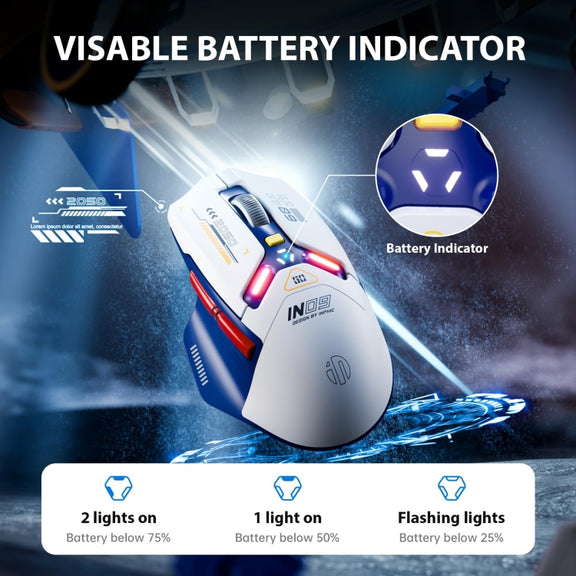Inphic IN9 Tri-mode Wireless Bluetooth Gaming Office Computer Mouse(White)