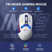 Inphic IN9 Tri-mode Wireless Bluetooth Gaming Office Computer Mouse(White)