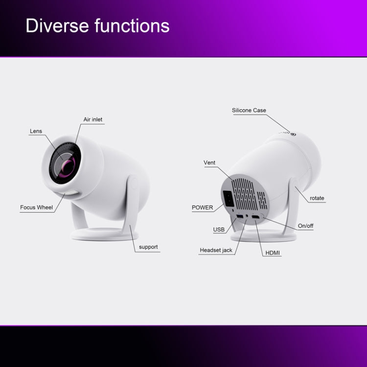 HY400 Android 12.0 System Intelligent Projector Portable Family Projector AU Plug