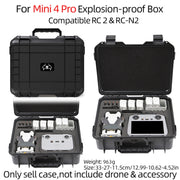 For DJI Mini 4 Pro Drone Suitcase Explosion-proof Box Compatible with RC 2 & RC-N2(Black)