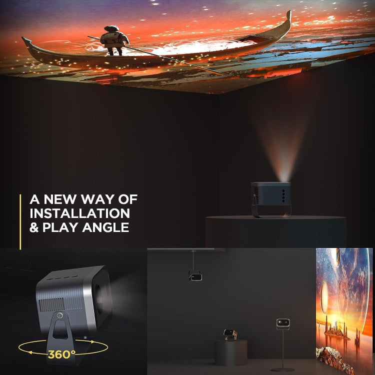 Android 4K HD Version Portable Mini Projector Smart Home Theater(US Plug)