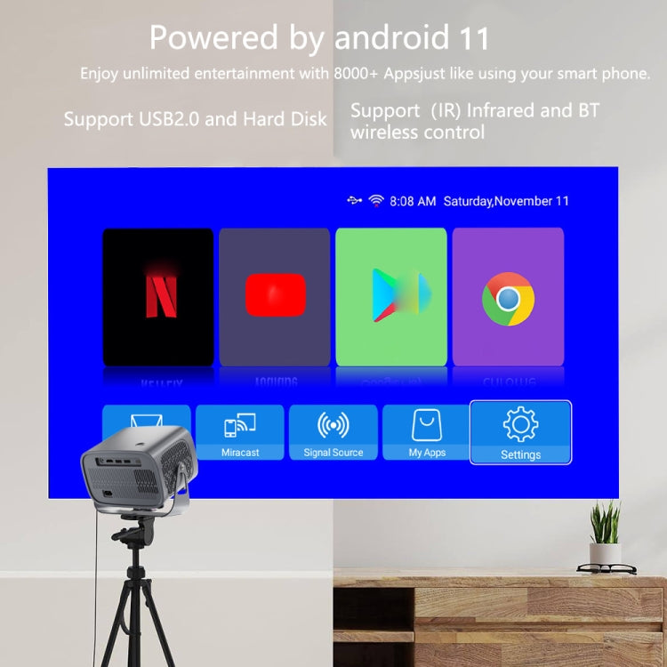 4K Smart Android Portable Projector UK Plug
