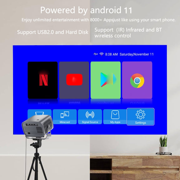 4K Smart Android Portable Projector UK Plug