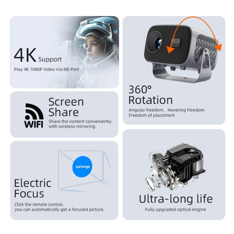 4K Smart Android Portable Projector UK Plug