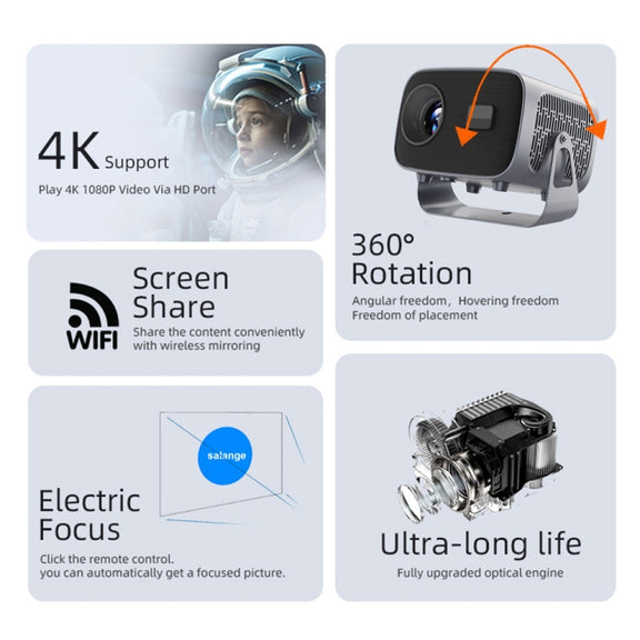 4K Smart Android Portable Projector UK Plug
