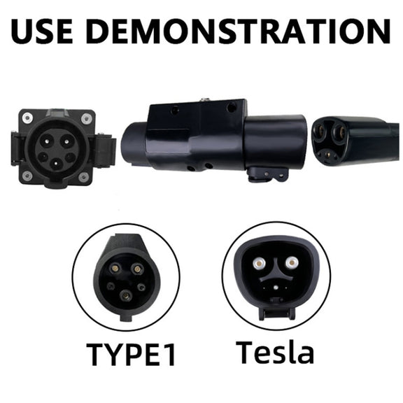 For Tesla-TYPE1 Electric Vehicle Charging Station Adapter Conversion Head(Black)