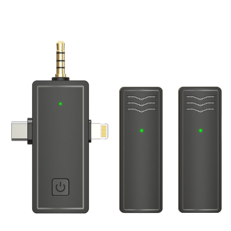3 In 1 Wireless Lavalier Microphone For iPhone Type-C / USB-C 3.5mm Jack Smartphone SLR Camera PC 1 Drag 2