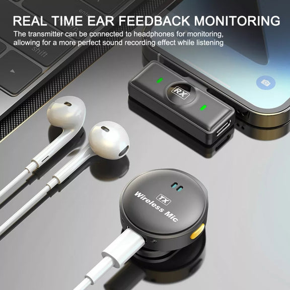 USB-C / Type-C Wireless Lavalier Button Microphone With Magnetic Suction & Back Clip Design
