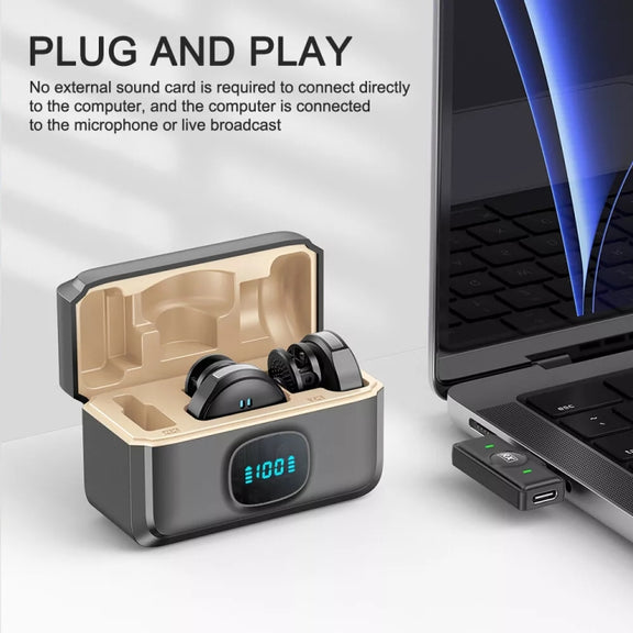 USB-C / Type-C Wireless Lavalier Button Microphone With Magnetic Suction & Back Clip Design