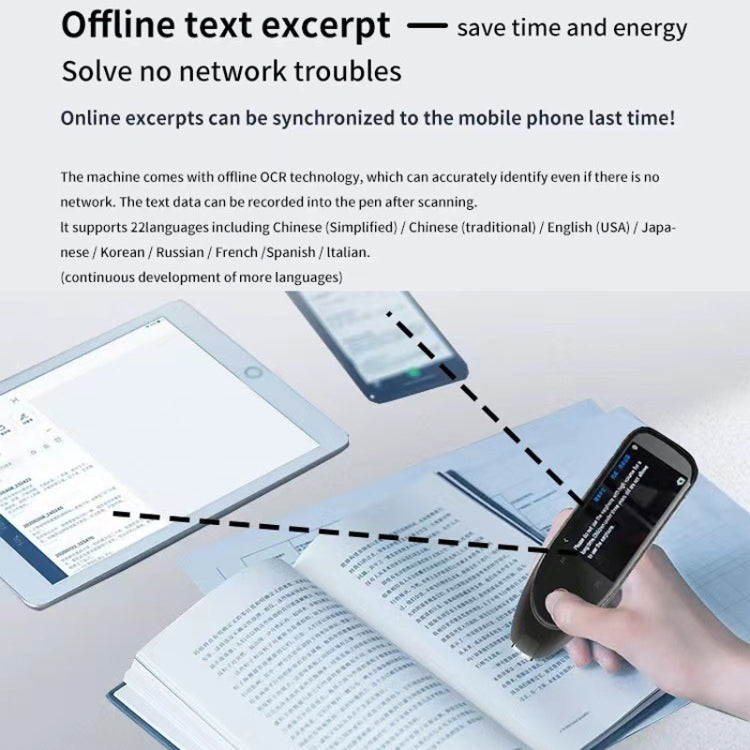 International Version Multi-language Camera Scanning Offline Translation Pen(Black)