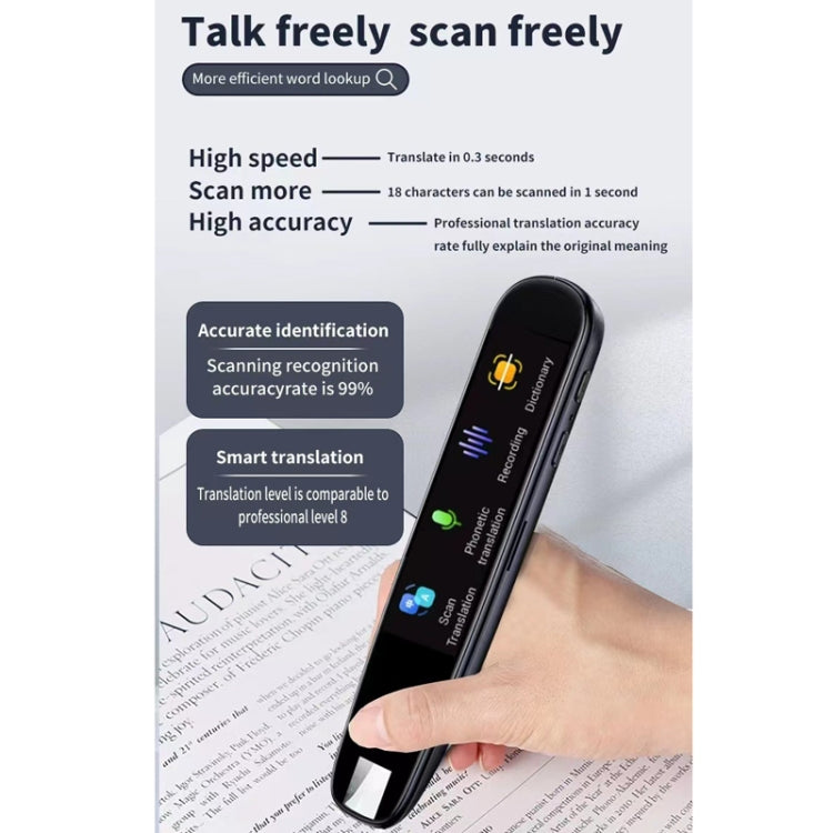 International Version Multi-language Camera Scanning Offline Translation Pen(Black)